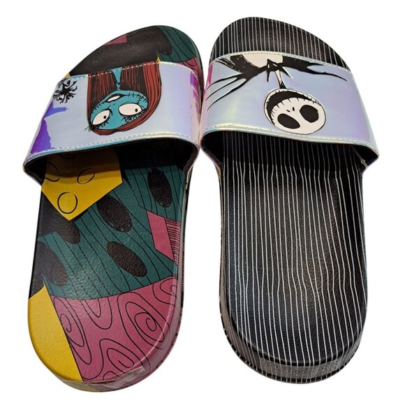 Disney Shoes - NWT Disney Nightmare Before Christmas Slides Sz 8 Jack & Sally Holographic Strap